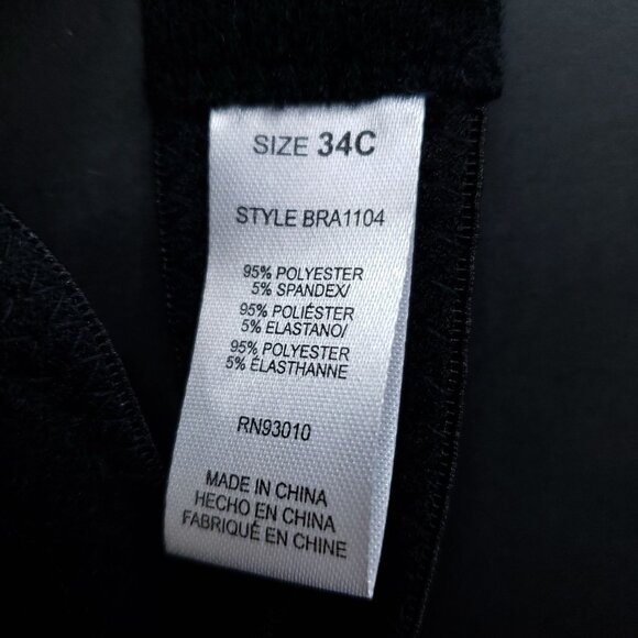 2 Bobbie Brooks Demi Tshirt Bras Size 34C Black White - Picture 10 of 11